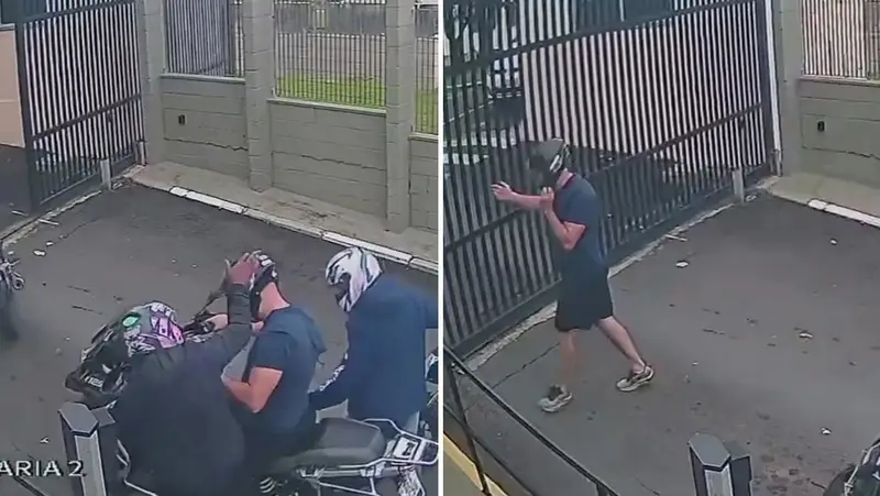 🚨💸 ¡Asalto relámpago en Brasil! Delincuentes despojan a motociclista en segundos 🏍️💨