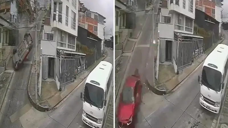 🚗💥 ¡Impactante! Mazda pierden control en loma de Minitas y choca contra casa en Manizales 🏡😱
