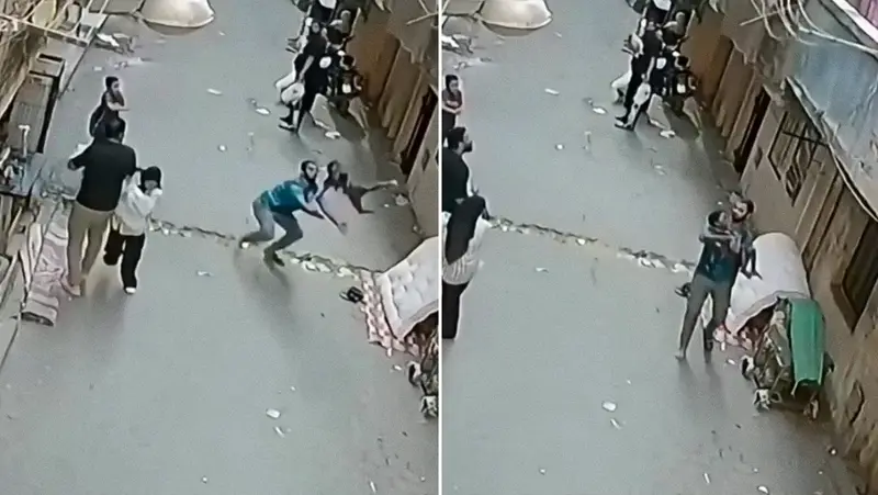🚨 ¡Increíble rescate! 👨‍👦 Hombre atrapa al vuelo a niño que cayó desde un tercer piso en Giza 🇪🇬