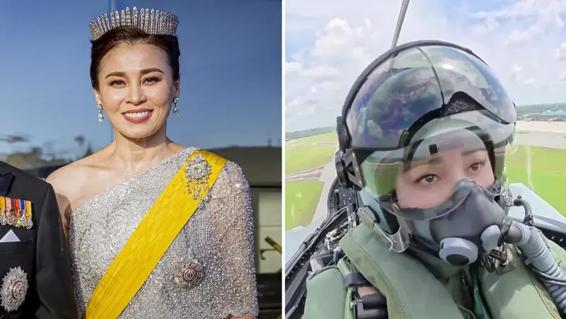 ✈️👑 ¡La reina piloto de Tailandia vuela sola por primera vez en un caza Gripen! 🌸
