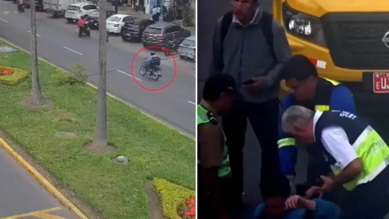 🚨 ¡VIDEO IMPACTANTE! Conductor arrolla a ladrón que escapaba en moto tras robo en plena avenida Surco