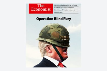 'Operación Furia Ciega': La nueva portada de The Economist que muestra a Trump con un casco militar
