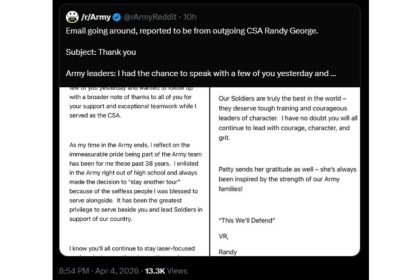 Lo que dice la carta de despedida del cesado jefe del Estado Mayor del Ejército de EE.UU.