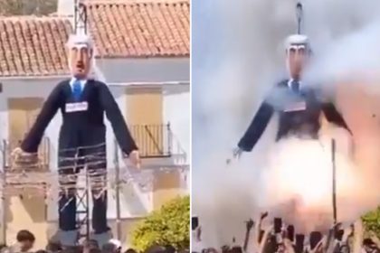 VIDEO: Queman un muñeco gigante de Netanyahu en España