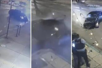 VIDEO: Se roban un auto y se estrellan a toda la velocidad contra un café durante la persecución