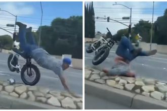 Karma instantáneo: roba una bici y por poco termina en el hospital (VIDEO)