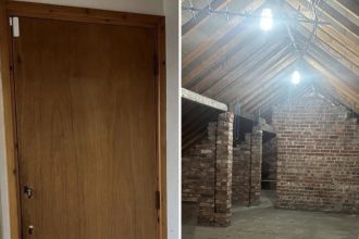 Mujer encuentra una puerta secreta en su nuevo departamento y lo que descubre la deja sin palabras