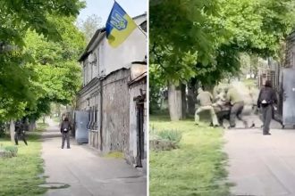 VIDEO: Reclutadores ucranianos sacan a un hombre de su casa a la fuerza