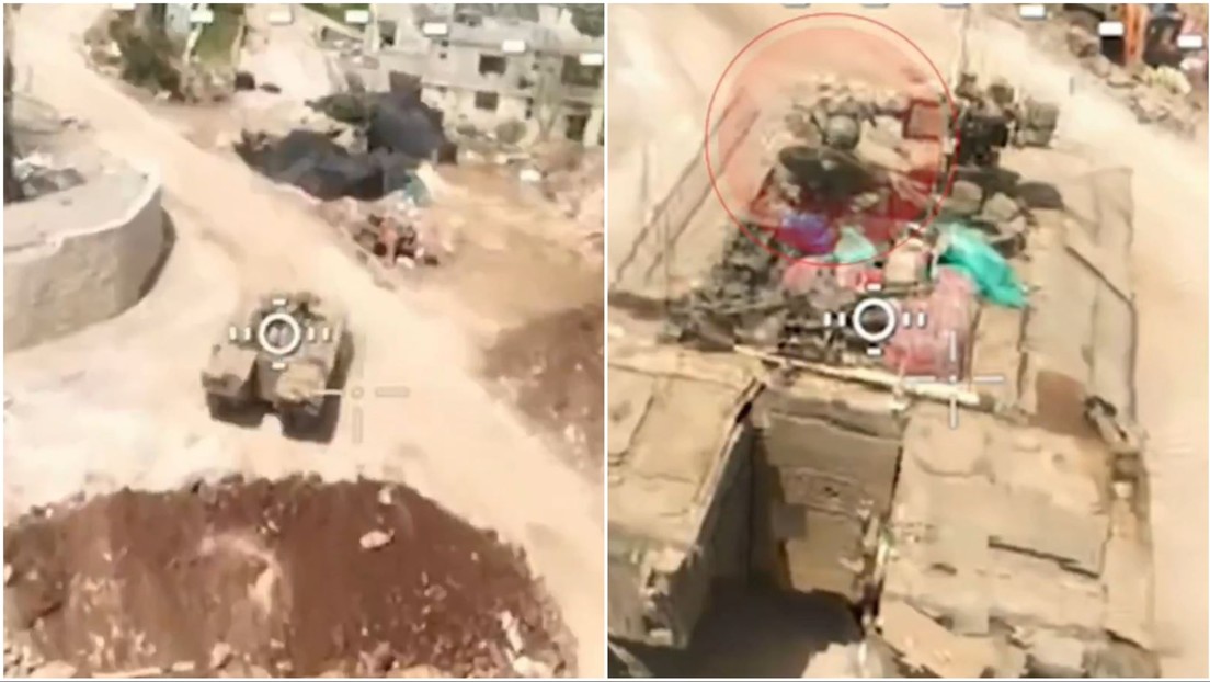 VIDEO: El momento en que un dron de Hezbolá impacta un tanque israelí