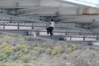 VIDEO: Persecución policial a un coche robado termina con el ladrón trepando por un puente