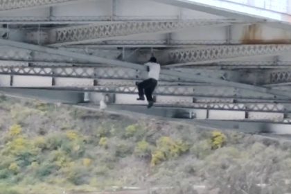 VIDEO: Persecución policial a un coche robado termina con el ladrón trepando por un puente