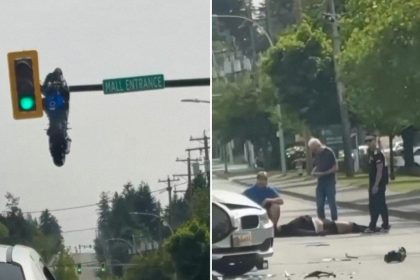 Accidente de moto toma un inesperado giro (VIDEOS)