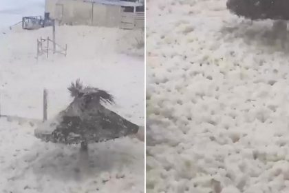 VIDEO: Esta playa argentina cubierta de 'nieve' no es lo que parece