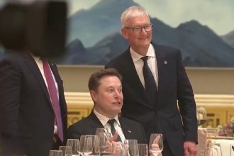VIDEO: Elon Musk y Tim Cook posan juntos para una foto durante el banquete de Estado en China