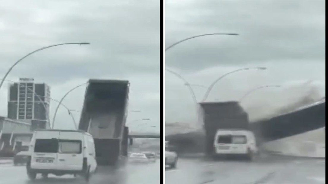 Inesperado encontronazo entre un camión y un puente (VIDEO)