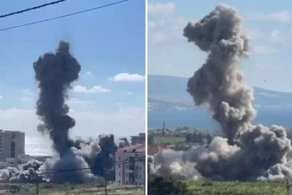 Escombros por los aires: un misil israelí destruye un edificio en el sur del Líbano (VIDEOS)