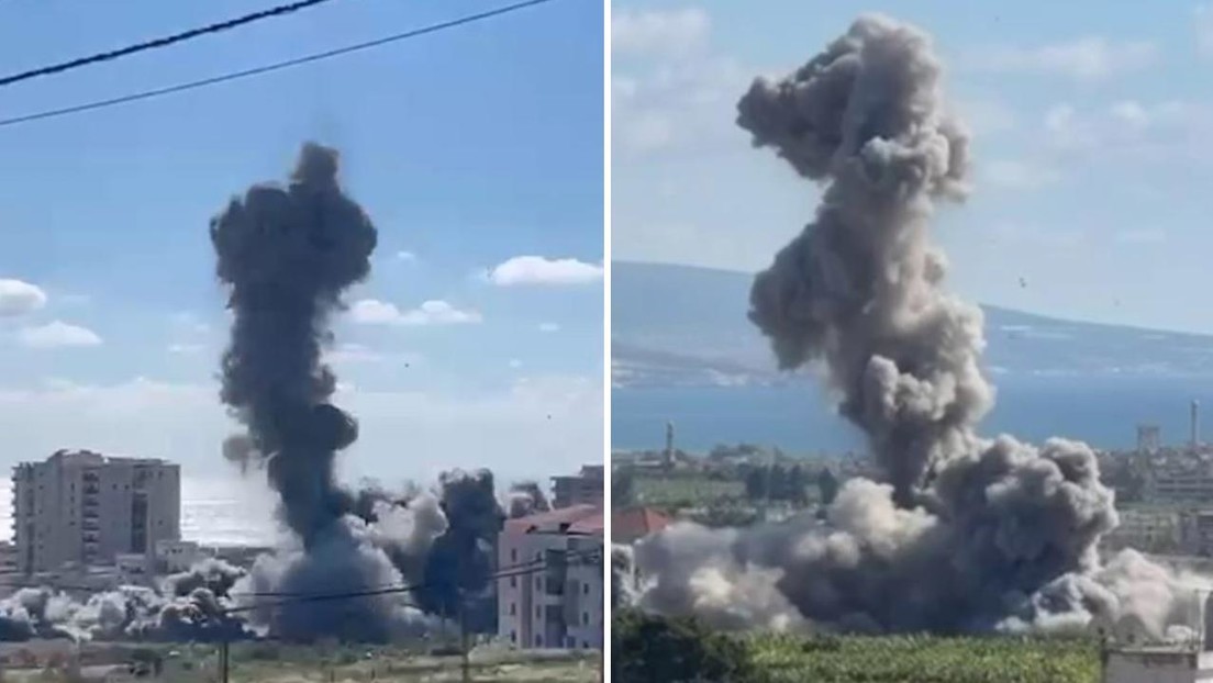 Escombros por los aires: un misil israelí destruye un edificio en el sur del Líbano (VIDEOS)