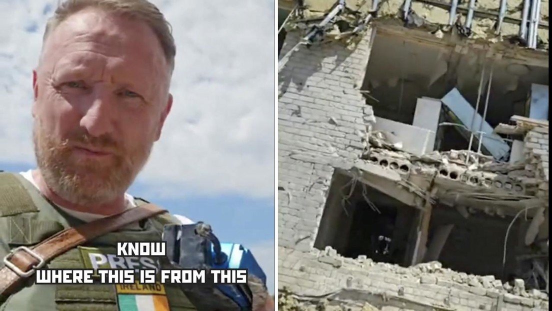 Periodista muestra parte italiana de un dron de Kiev que atacó a residencia estudiantil (VIDEO)