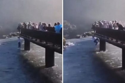 Un turista se lanza a las aguas de las cataratas de Iguazú para recuperar su móvil (VIDEO)