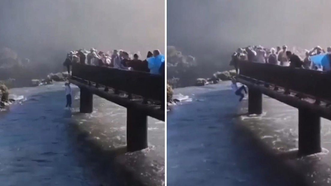 Un turista se lanza a las aguas de las cataratas de Iguazú para recuperar su móvil (VIDEO)