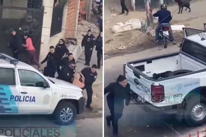 VIDEO: Policías llegan a un barrio a atrapar a un delincuente y los vecinos los echan a piedrazos