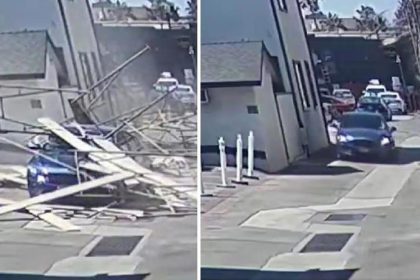 VIDEO: Choca contra un andamio y provoca una escena digna de Hollywood