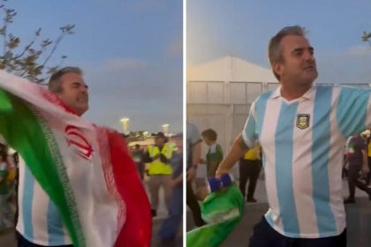 VIDEO: Bandera iraní en manos de hincha enfurece a otro fanático en el Mundial