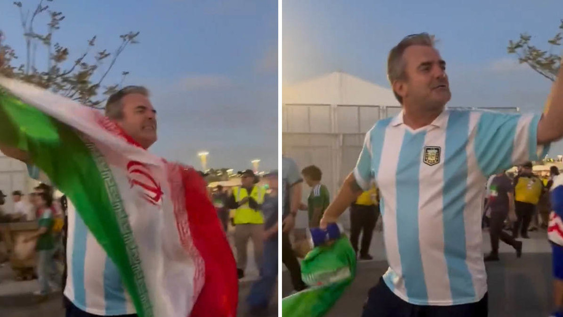 VIDEO: Bandera iraní en manos de hincha enfurece a otro fanático en el Mundial