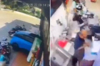 VIDEO: Anciano acelera su coche por error, destroza una tienda y deja tres heridos