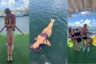 'Influencer' utiliza a una modelo como 'flotador humano' para pescar un tiburón (VIDEO)