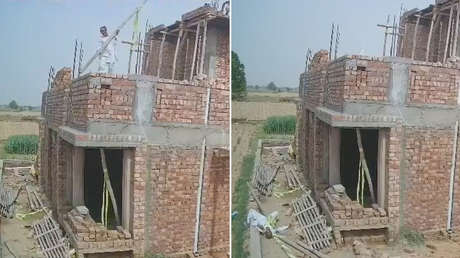 VIDEO: La terrible caída de un hombre en una obra en Pakistán