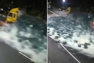 Río de cerveza: miles de botellas se rompen tras un accidente de camión (VIDEO)