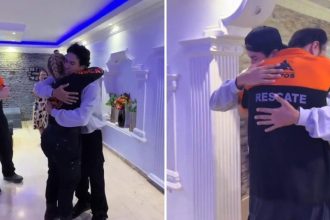 "Son ángeles": Entre lágrimas y abrazos, venezolano agradece a sus rescatistas mexicanos (VIDEO)