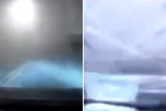 VIDEO: Impactante momento en que un tornado alcanza a un coche en plena carretera