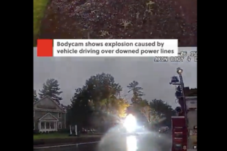 Un choque vehicular termina en una fuerte explosión de cables de alta tensión (VIDEO)
