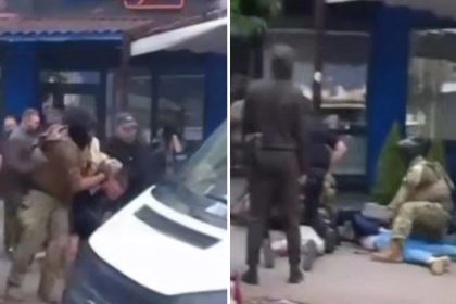 VIDEO: Encapuchados detienen en una redada a participantes de los disturbios contra reclutadores de Zelenski