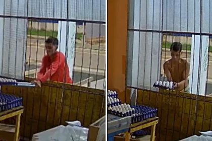 VIDEO: Un ladrón improvisa una maniobra con una escoba para llevarse una caja de huevos