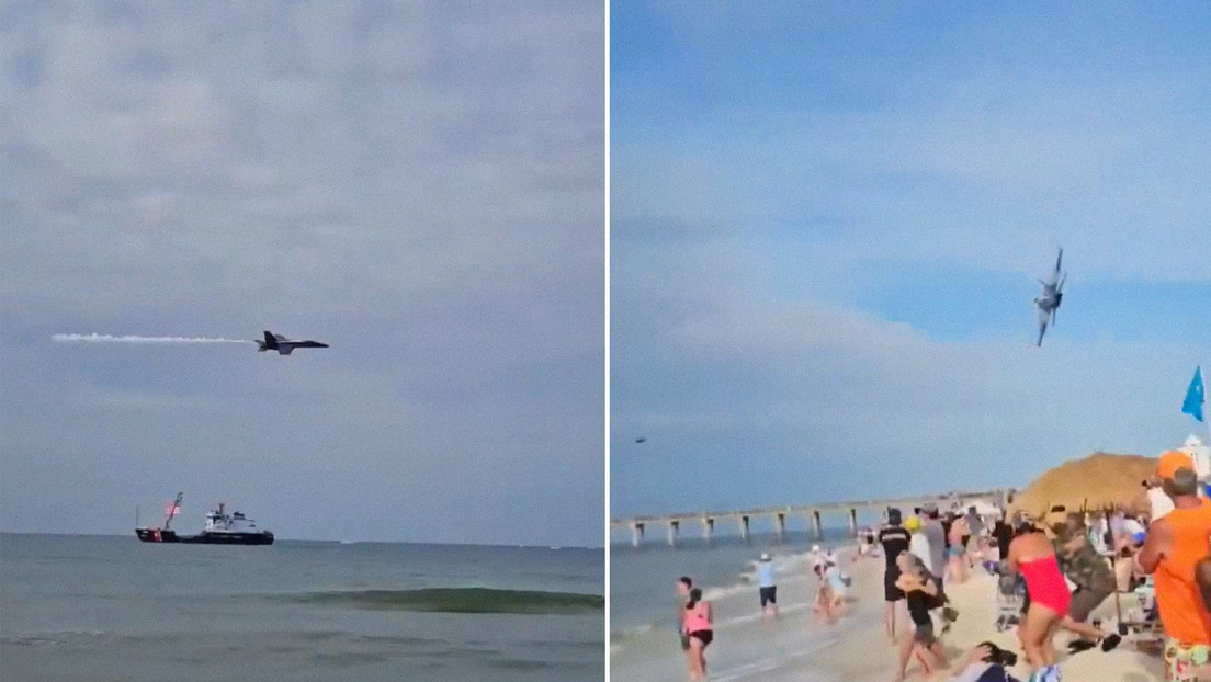 VIDEO: Pasada rasante de escuadrón de vuelo de EE.UU. sacude playa de Florida