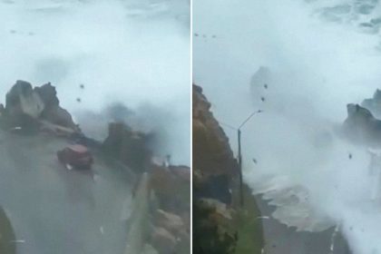 VIDEO: Familia rusa ignora alerta por marejadas en Chile y pasa esto