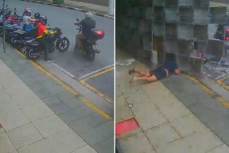 VIDEO: Fuerte viento derriba estructura metálica sobre una familia en Brasil