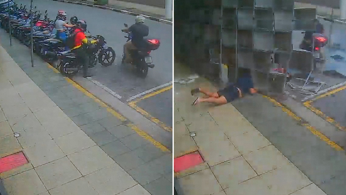 VIDEO: Fuerte viento derriba estructura metálica sobre una familia en Brasil
