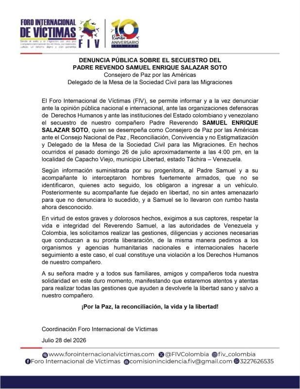 Organizaciones internacionales denunciaron el secuestro.