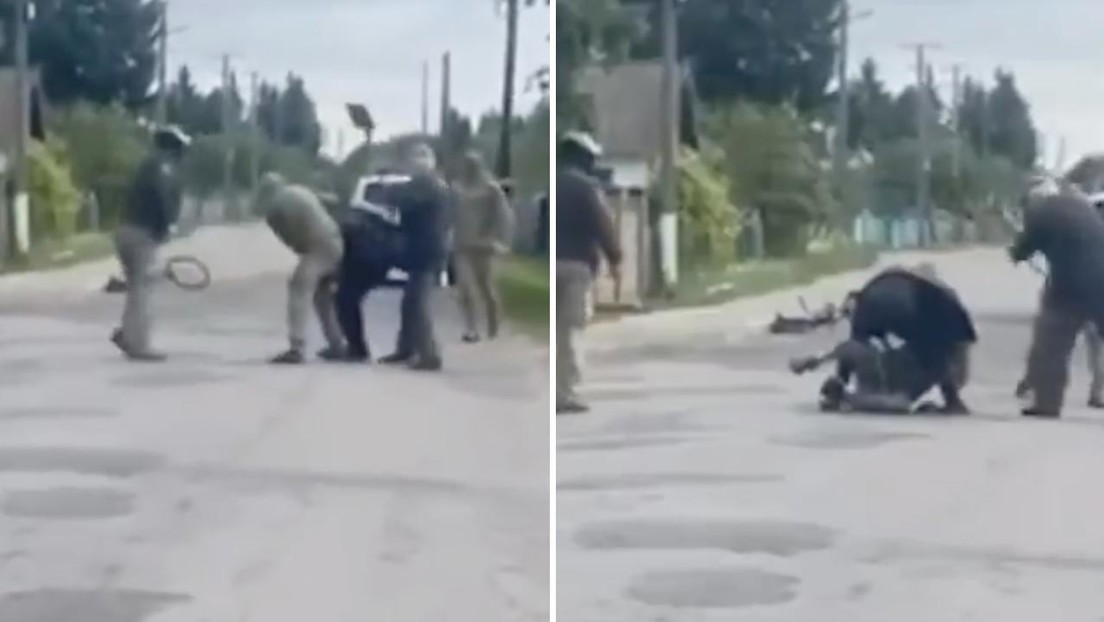 VIDEO: Anciano ucraniano rescata a palazos a un vecino acosado por reclutadores