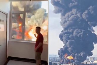 Enorme columna de humo se eleva sobre puerto chino de Qingdao (VIDEOS)