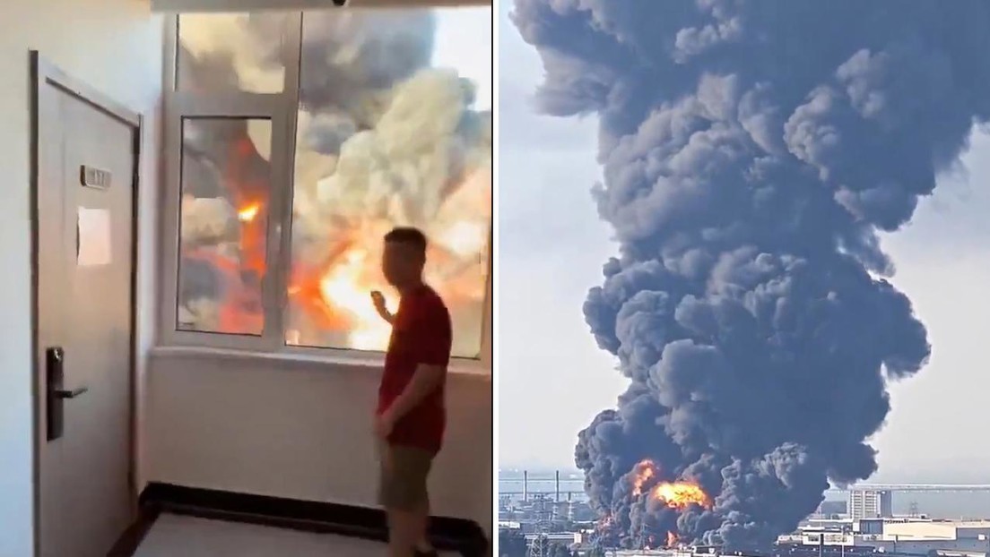 Enorme columna de humo se eleva sobre puerto chino de Qingdao (VIDEOS)