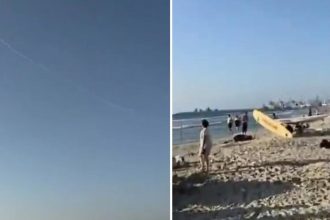 VIDEO: El paso de un misil sorprende a bañistas en una concurrida playa de Israel